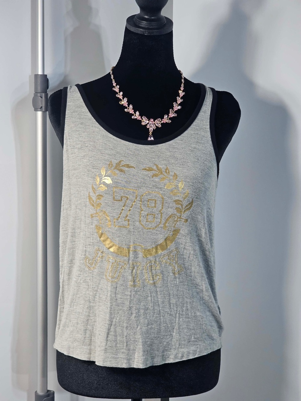 #244 Juicy Couture “78” Gold Graphic Tank Top — Size Small